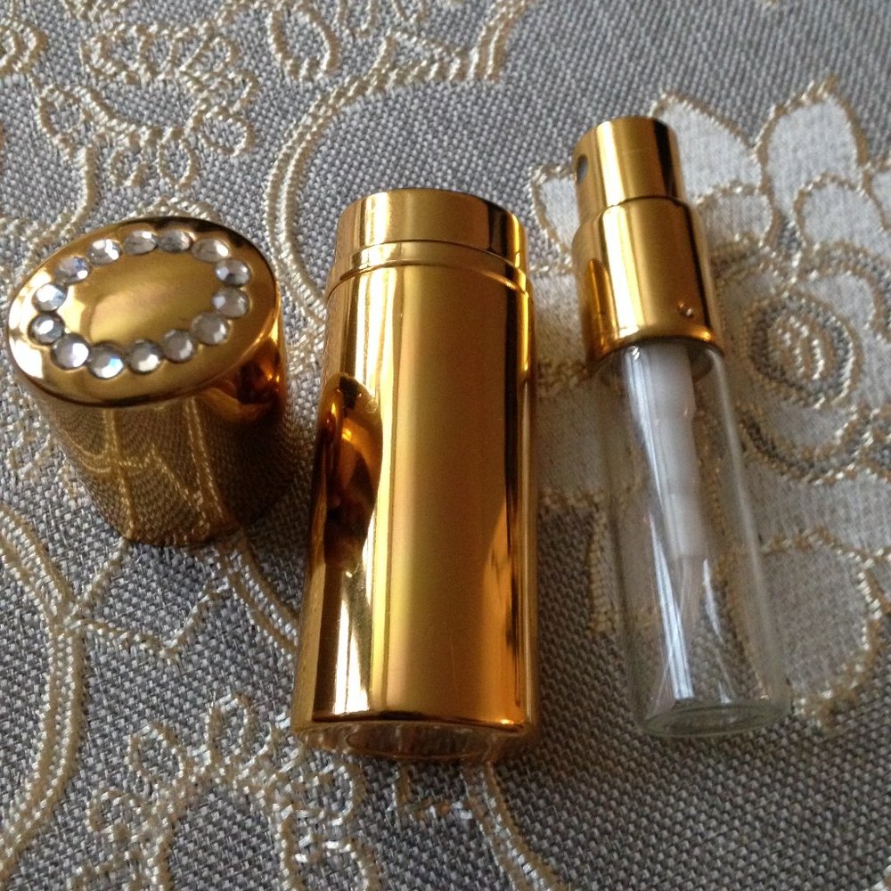 Small Atomizer Gold Tone with Rhinestones